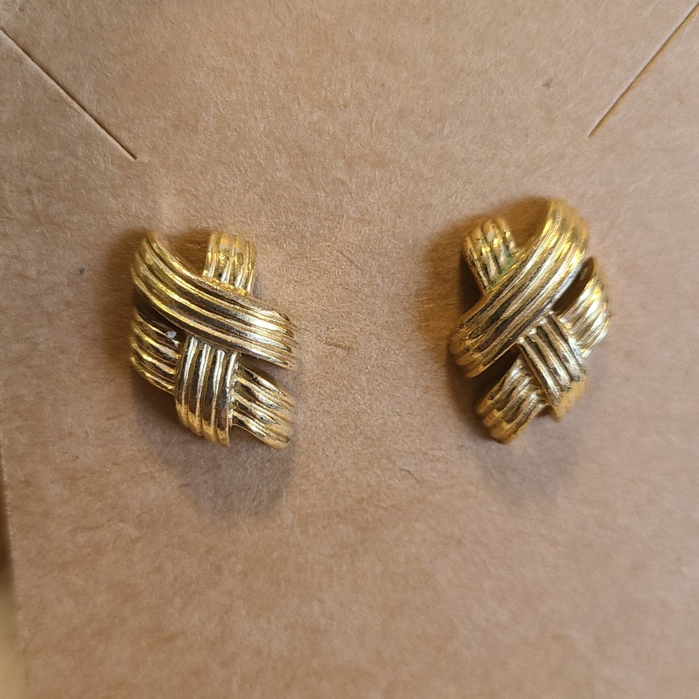 Gold Knot Earrings‎ Woven Criss Cross Stud Earrings Elegant Jewelry